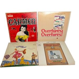 Lot of 4 Broadway Musical Vtg Vinyl Records Sound of Music Show Boat Carmen‎